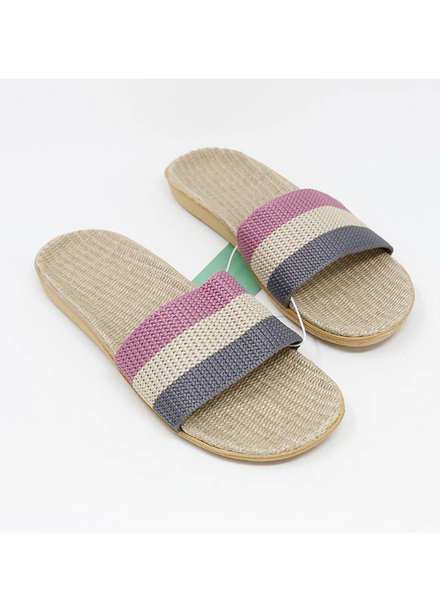 Mumuso Casual Style  Flat Slippers LINEN INSOLE-PINK