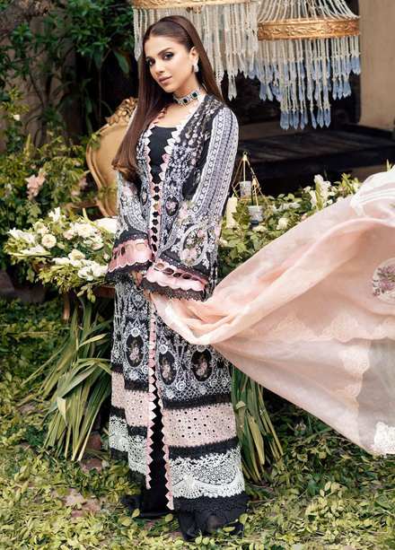 A Floral Dream By Maryam Hussain Embroidered Lawn Suits Unstitched 3 Piece MH23FD 01 Riya - Luxury Collection