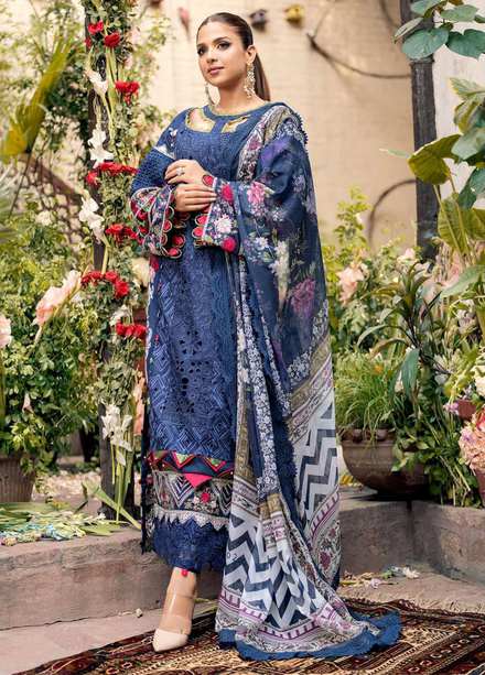 A Floral Dream By Maryam Hussain Embroidered Lawn Suits Unstitched 3 Piece MH23FD 02 Zimmel - Luxury Collection