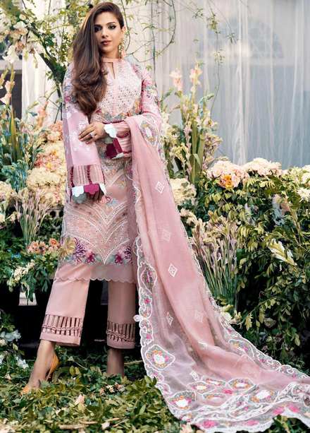 A Floral Dream By Maryam Hussain Embroidered Lawn Suits Unstitched 3 Piece MH23FD 07 Bloom - Luxury Collection