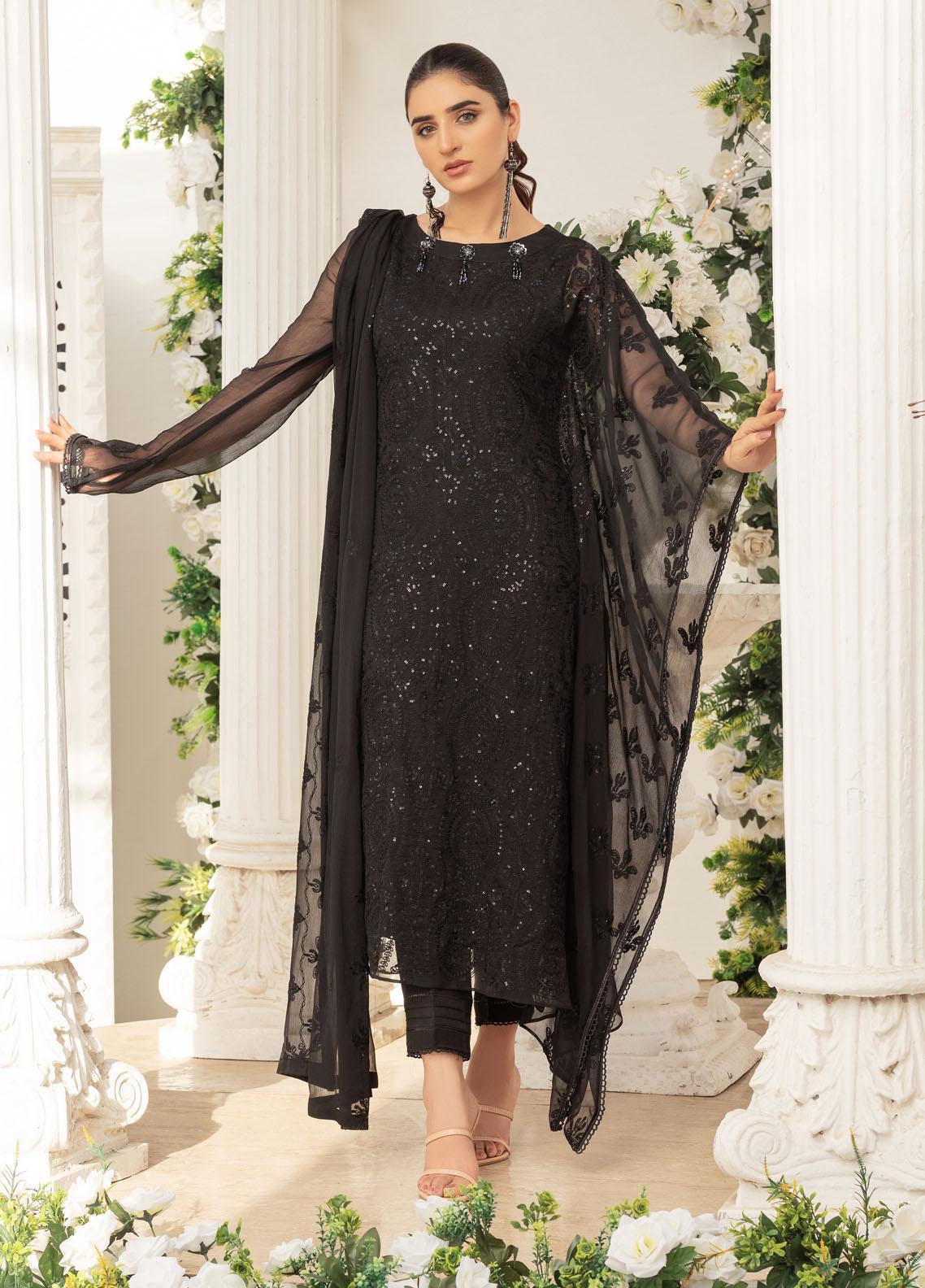 Jannah Noe by Amna Khadija Embroidered Shamooz Silk Stitched 2 Piece Suit - JNLS-08 - AM26JNLS - Blue - Festive Collection
