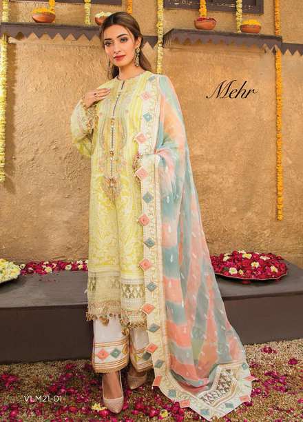 Afreen Viva by Anaya Embroidered Lawn Suits Unstitched 3 Piece AKC21A 01 Mehr - Luxury Collection