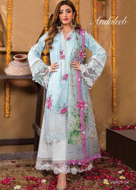 Afreen Viva by Anaya Embroidered Lawn Suits Unstitched 3 Piece AKC21A 04 Andaleeb - Luxury Collection