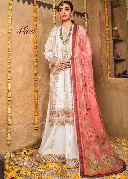 Afreen Viva by Anaya Embroidered Lawn Suits Unstitched 3 Piece AKC21A 06 Mina - Luxury Collection