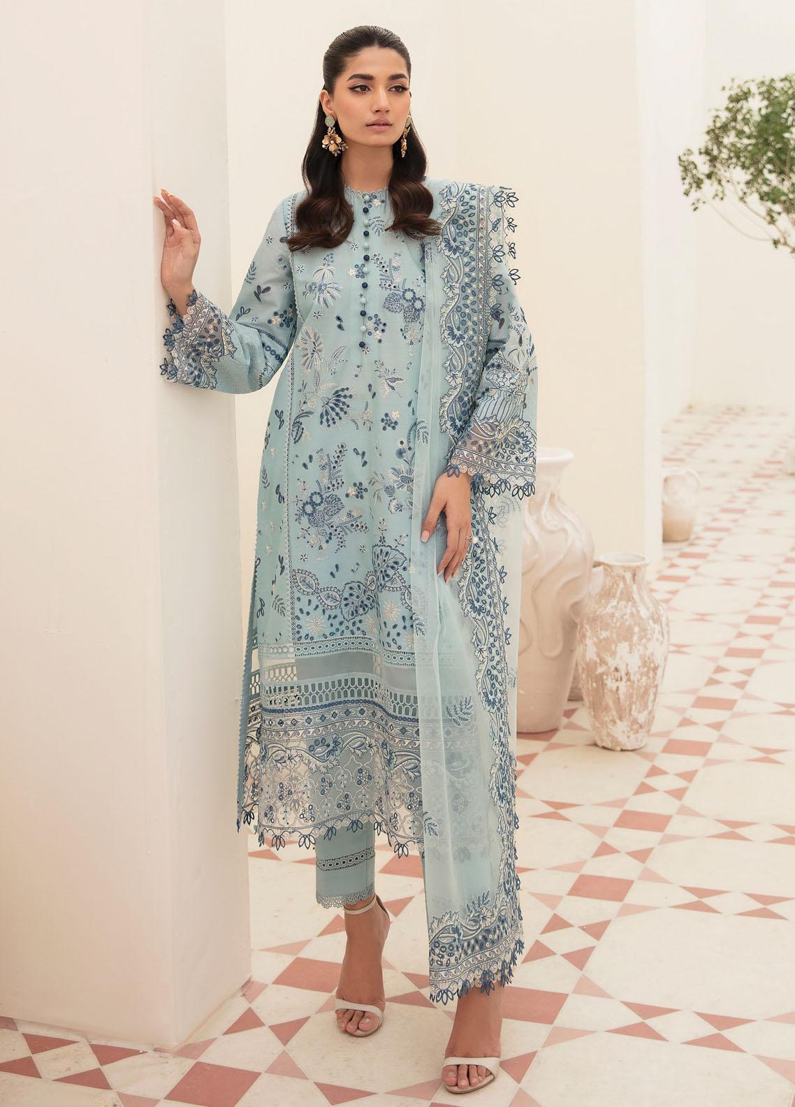Floral Charm by Afrozeh Embroidered Lawn Unstitched 3 Piece - AL-25-V5-07 Lupine - AF25FC - Black - Summer Collection main image 0