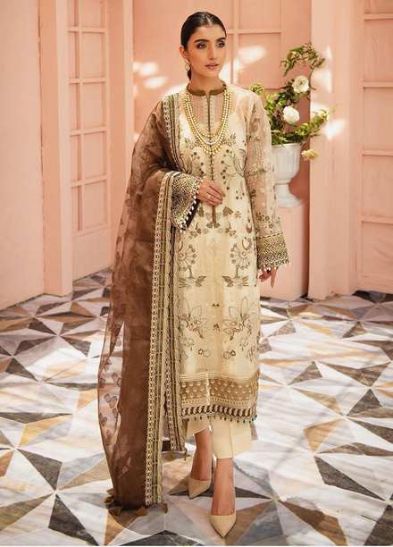 AIK Atelier Embroidered Organza Suits Unstitched 3 Piece AIK22MT Look 03 - Luxury Collection