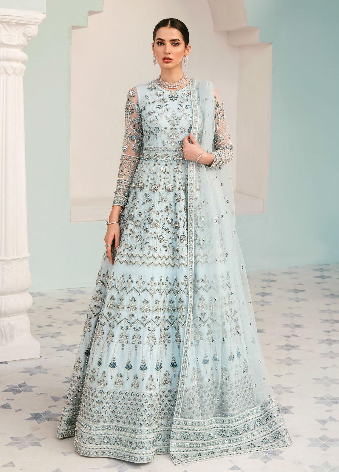 Akbar Aslam Embroidered Net Suits Unstitched 3 Piece AA22F CARDINAL - Luxury Formals Collection main image 1