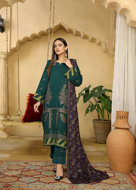 Aks by Humdum Embroidered Woolen Suits Unstitched 3 Piece HD22A D-03 - Winter Collection