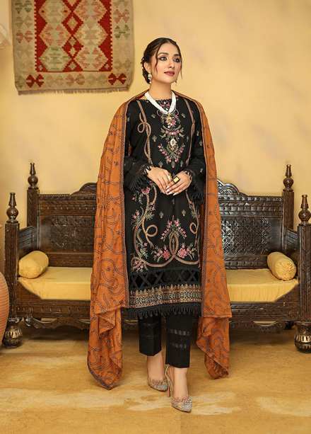 Aks by Humdum Embroidered Woolen Suits Unstitched 3 Piece HD22A D-01 - Winter Collection