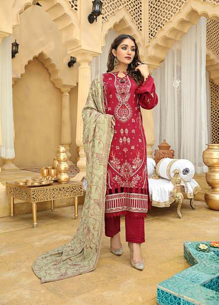 Aks by Humdum Embroidered Woolen Suits Unstitched 3 Piece HD22A D-02 - Winter Collection