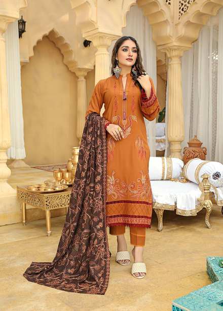 Aks by Humdum Embroidered Woolen Suits Unstitched 3 Piece HD22A D-04 - Winter Collection