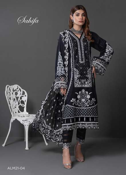 Monochrome Mystique By Anaya Embroidered Lawn Suits Unstitched 3 Piece AKC22MM ALM21-04-Sahifa - Black & White Collection