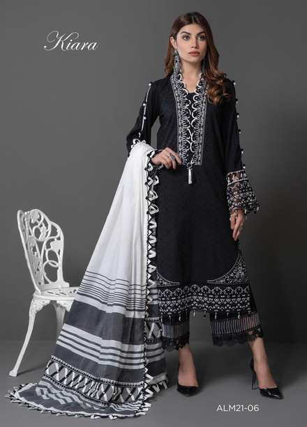 Monochrome Mystique By Anaya Embroidered Lawn Suits Unstitched 3 Piece AKC22MM ALM21-06-Kiara - Black & White Collection