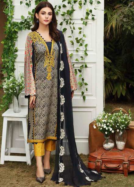 Aniq by Charizma Embroidered Lawn Suits Unstitched 3 Piece CRZ21A 02 - Summer Collection