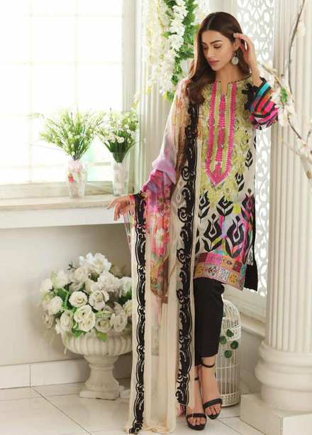 Aniq by Charizma Embroidered Lawn Suits Unstitched 3 Piece CRZ21A 10 - Summer Collection