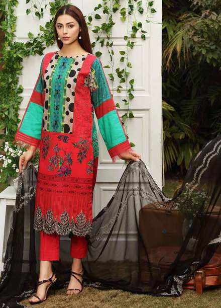 Aniq by Charizma Embroidered Lawn Suits Unstitched 3 Piece CRZ21A 11 - Summer Collection