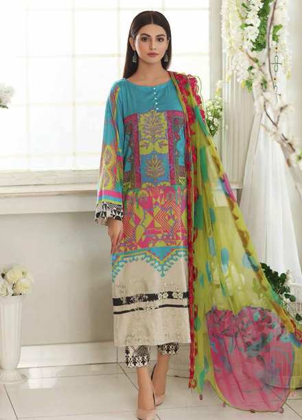 Aniq by Charizma Embroidered Lawn Suits Unstitched 3 Piece CRZ21A 12 - Summer Collection