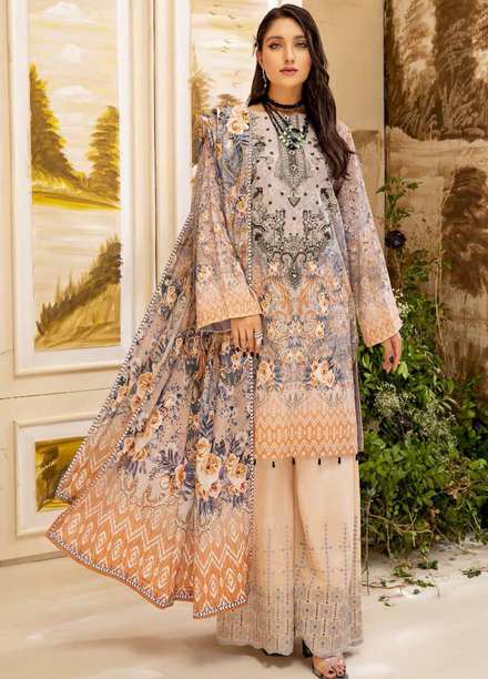 Arwa by Adan's Libas Embroidered Lawn Suits Unstitched 3 Piece AL21AR-3 D-01 - Summer Collection