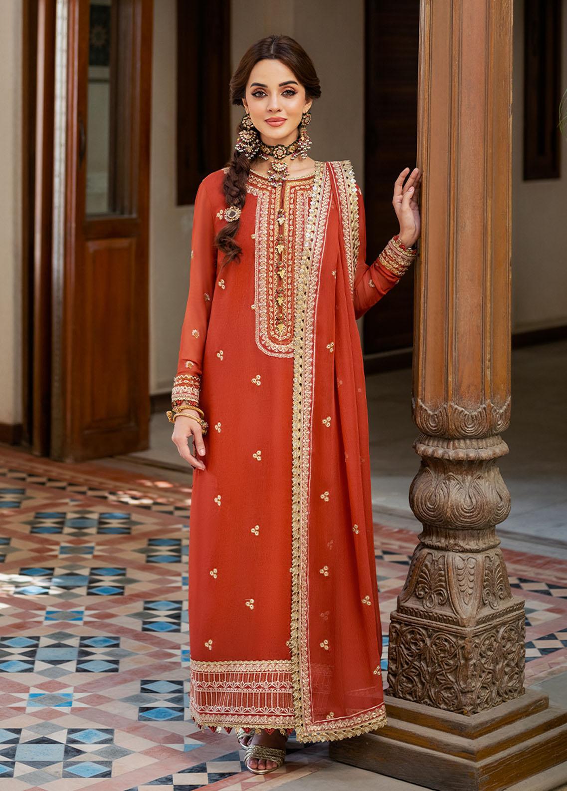 Asim Jofa Embroidered Organza Suits Unstitched 3 Piece AJ21J AJFC-43 - Festive Collection
