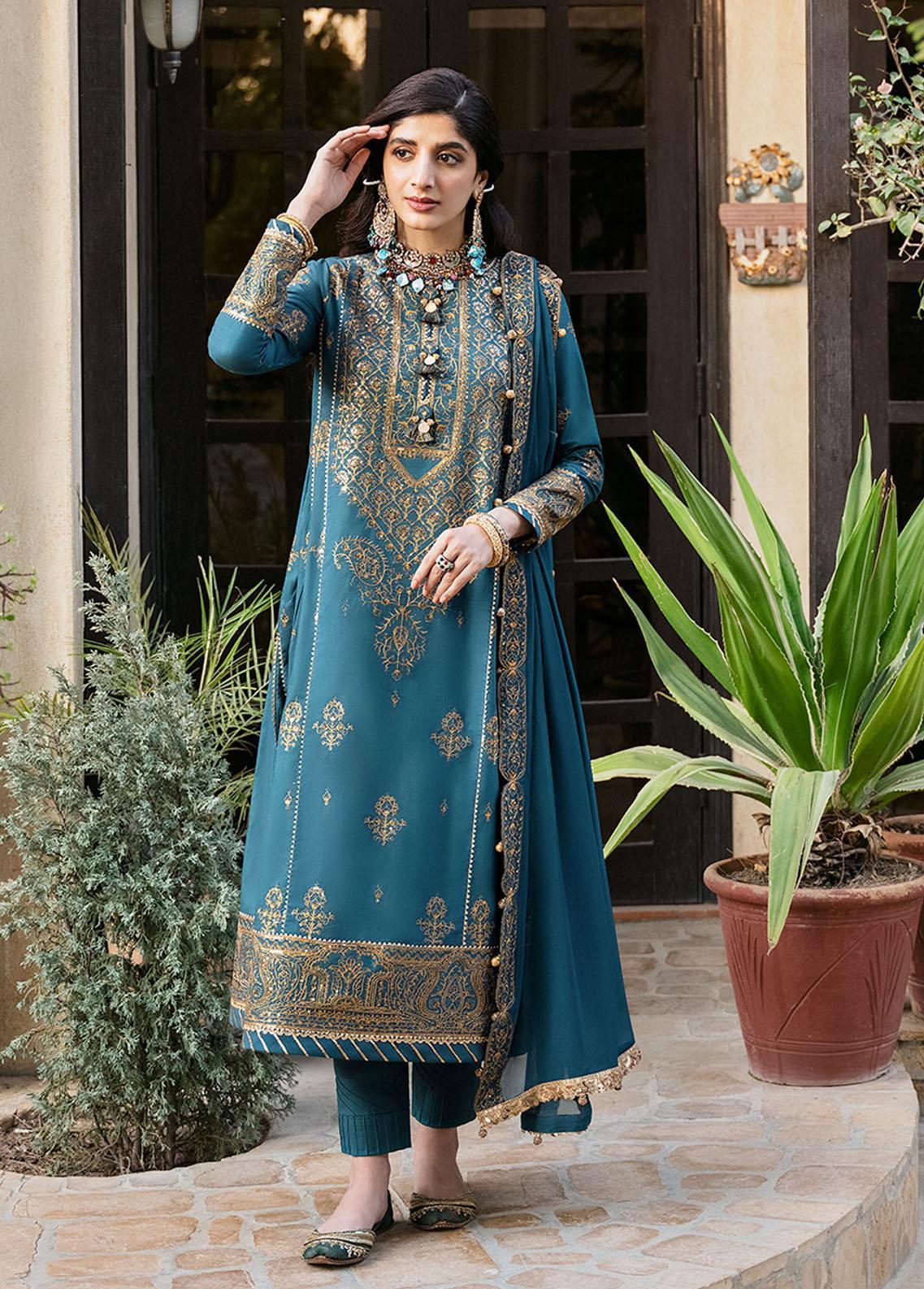 Rabt By Asim Jofa Embroidered Organza Suits Unstitched 3 Piece AJ21RL 19 - Luxury Collection