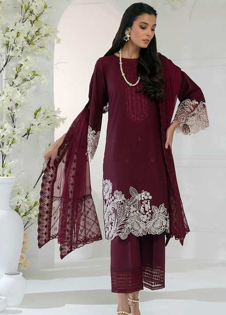 Azure Embroidered Lawn Suits Unstitched 3 Piece AZU23E 53 Geranium - Luxury Collection