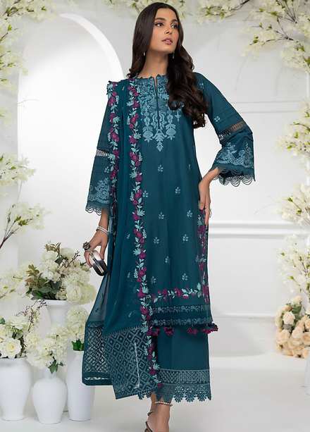 Azure Embroidered Lawn Suits Unstitched 3 Piece AZU23E 54 Moonlight - Luxury Collection