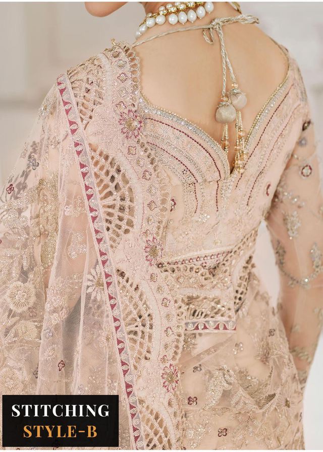Baroque Embroidered Net Suits Unstitched 3 Piece BQU-CH10-D01 - Luxury Festive Tale