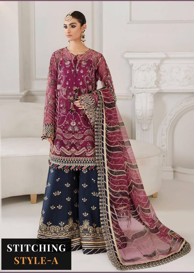 Baroque Embroidered Net Suits Unstitched 3 Piece BQU-CH10-D03 - Luxury Festive Tale