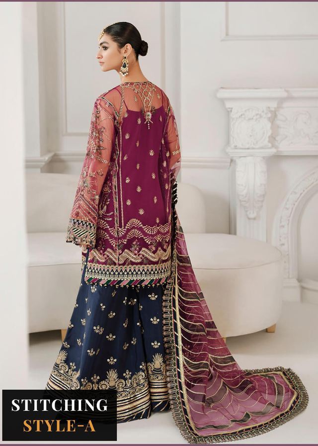 Baroque Embroidered Net Suits Unstitched 3 Piece BQU-CH10-D03 - Luxury Festive Tale