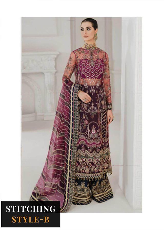 Baroque Embroidered Net Suits Unstitched 3 Piece BQU-CH10-D03 - Luxury Festive Tale