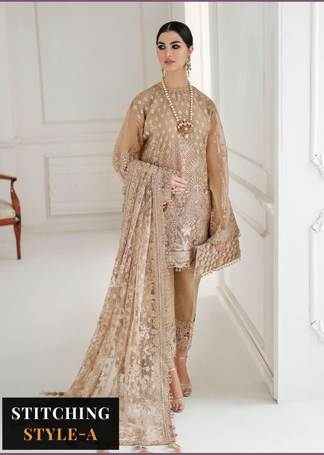 Baroque Embroidered Chiffon Suits Unstitched 3 Piece BQU-CH10-D04 - Luxury Festive Tale