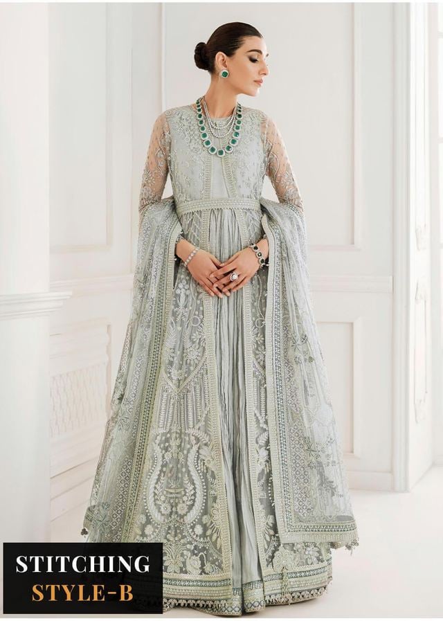 Baroque Embroidered Net Suits Unstitched 3 Piece BQU-CH10-D05 - Luxury Festive Tale