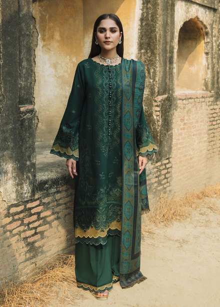 Carvaan By Humdum Embroidered Woolen Suits Unstitched 3 Piece HD23WS 09 - Winter Collection