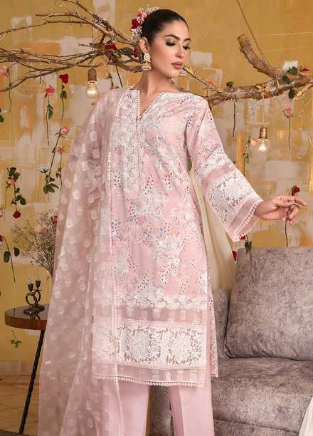 Celebration By House of Vasli Embroidered Chikankari Suits Unstitched 3 Piece HOV23C LA230011 PINK ROSE - Summer Collection