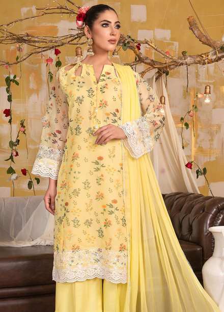 Celebration By House of Vasli Embroidered Organza Suits Unstitched 4 Piece HOV23C LA23009 SUN SHINE - Summer Collection