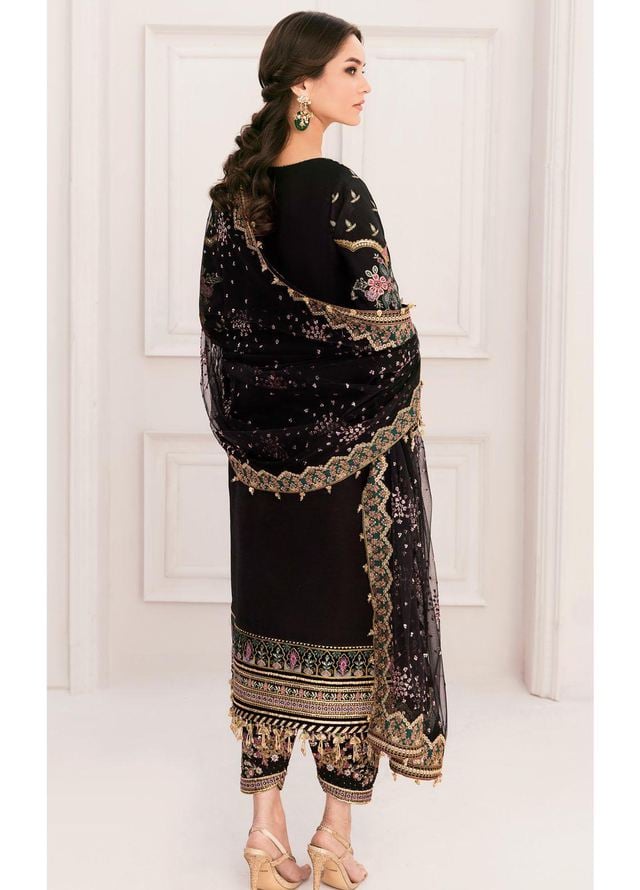 Chantelle By Baroque Embroidered Raw Silk Suits Unstitched 3 Piece BQ23CH BQU-CH11-D04 - Luxury Formal Collection