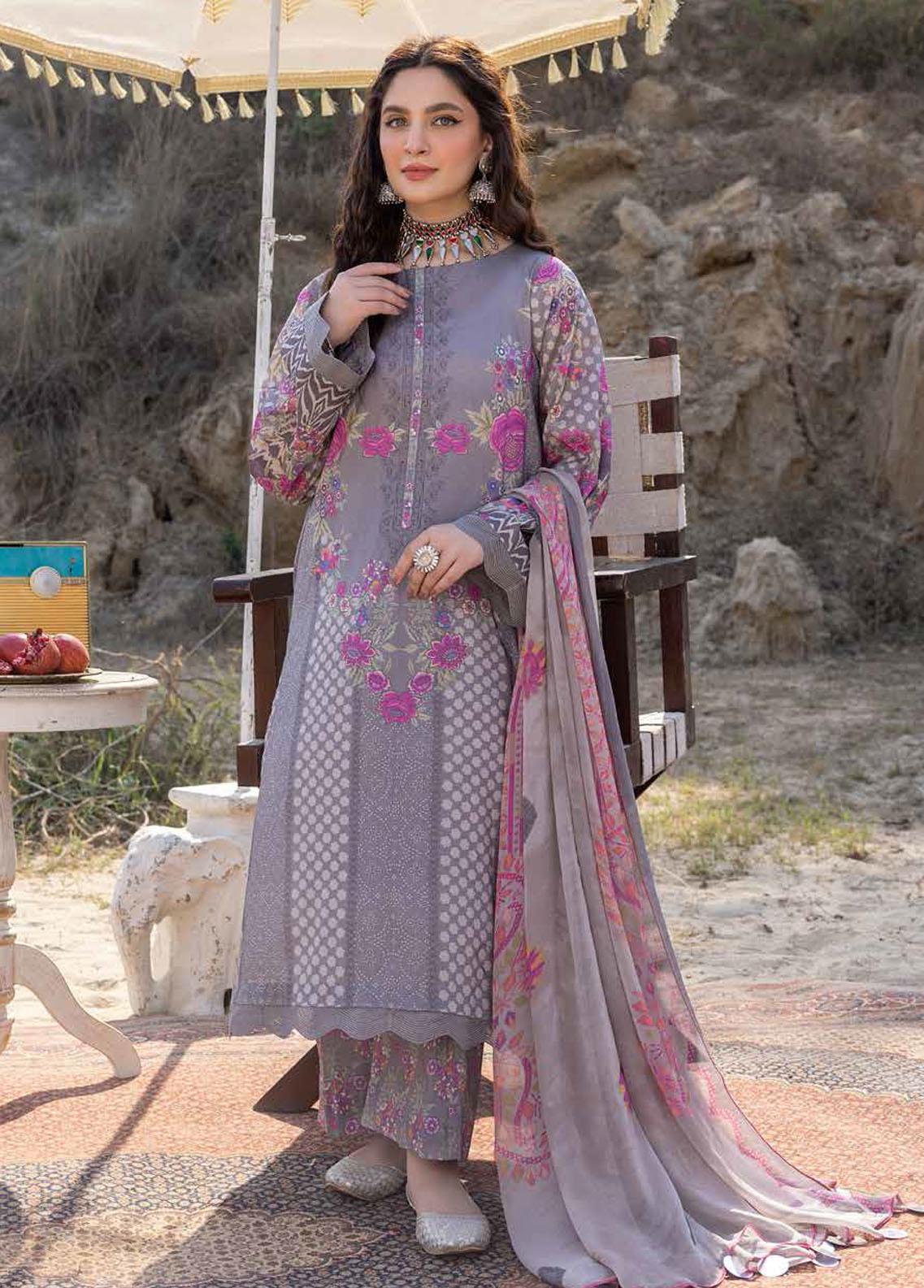 Combination by Charizma Unstitched Embroidered Lawn 3 Piece Suit CHR26UCL CC6-15 - Summer Collection