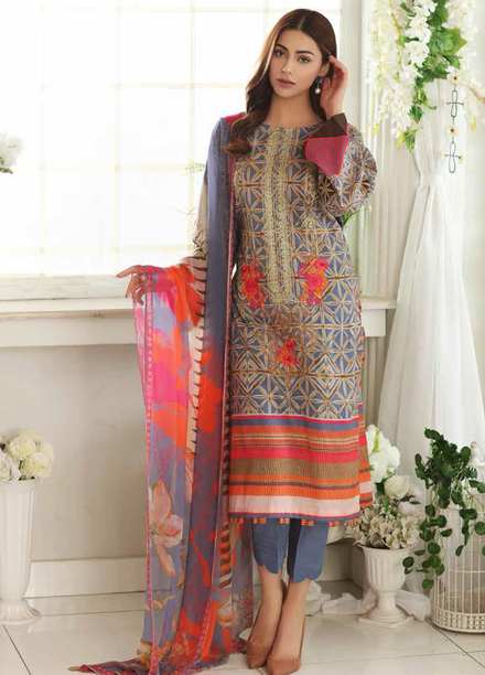 Charizma Embroidered Lawn Suits Unstitched 3 Piece CRZ21C-1 CEL-09 - Summer Collection