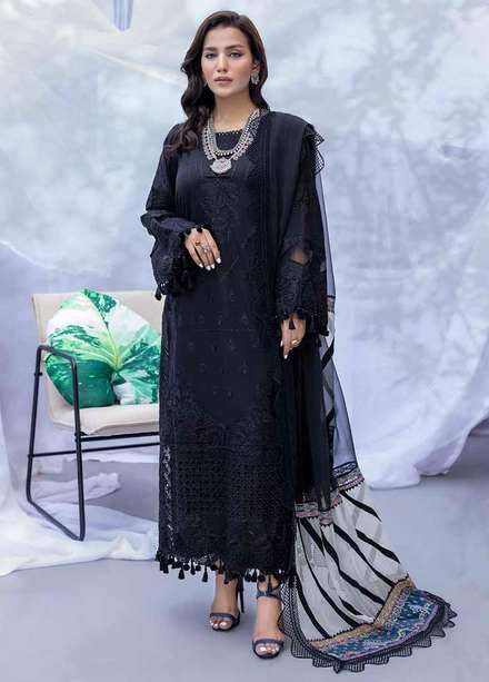 Qara By Charizma Embroidered Lawn Suits Unstitched 3 Piece CRZ22-QB2 CQ-09 - Black & White Collection