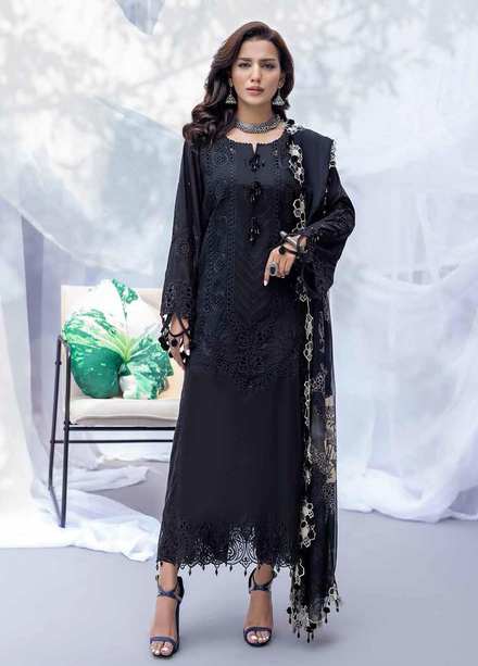 Qara By Charizma Embroidered Lawn Suits Unstitched 3 Piece CRZ22-QB2 CQ-11 - Black & White Collection