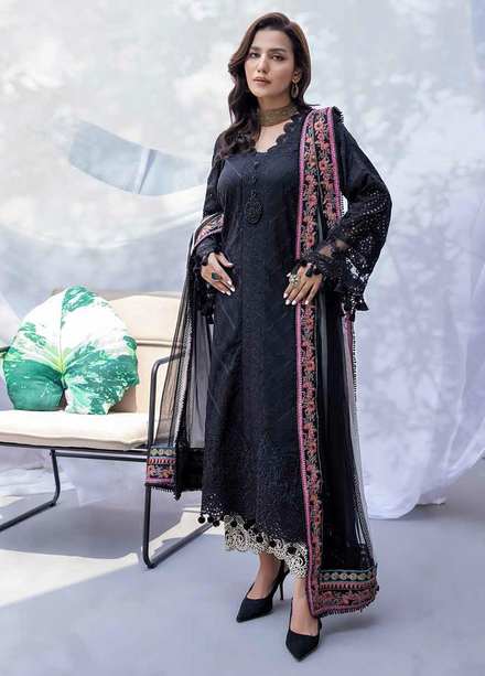 Qara By Charizma Embroidered Lawn Suits Unstitched 3 Piece CRZ22-QB2 CQ-12 - Black & White Collection