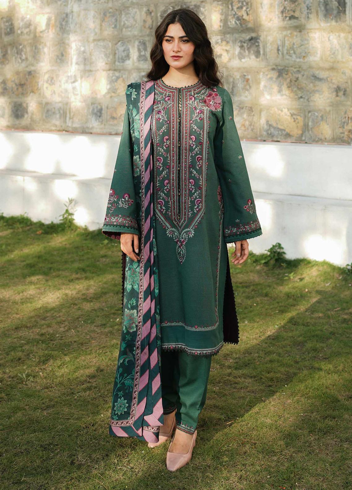 Jugnu by Chandan Nagri Women Pret Embroidered Khaddar 3 Piece Suit Noorza - Winter Collection