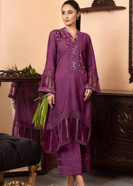 Cozy Apparels Casual Pret  Cotton Net 2 Piece Suit CA22LF CHAROITE