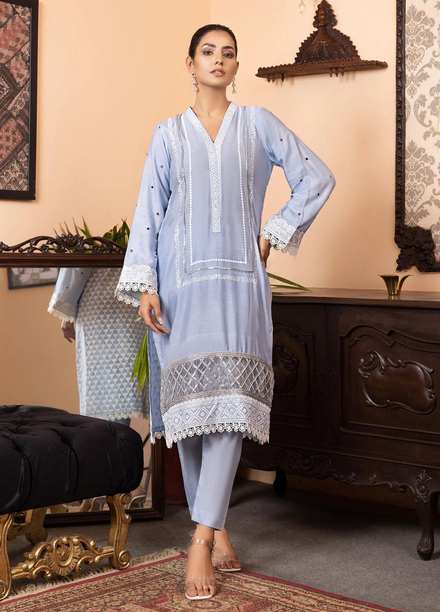 Cozy Apparels Casual Pret  Cotton Net 2 Piece Suit CA22LF MARSHMALLOW