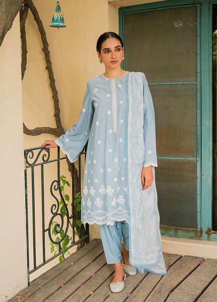 Mahiri By Cross Stitch Embroidered Cambric Suits Unstitched 3 Piece CS22MH-6 02 CERULEAN FOLK - Festive Collection