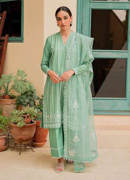 Mahiri By Cross Stitch Embroidered Cambric Suits Unstitched 3 Piece CS22MH-6 03 ETHEREAL MINT - Festive Collection