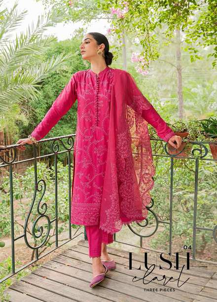 Mahiri By Cross Stitch Embroidered Cambric Suits Unstitched 3 Piece CS22MH-6 04 LUSH CLARET - Festive Collection