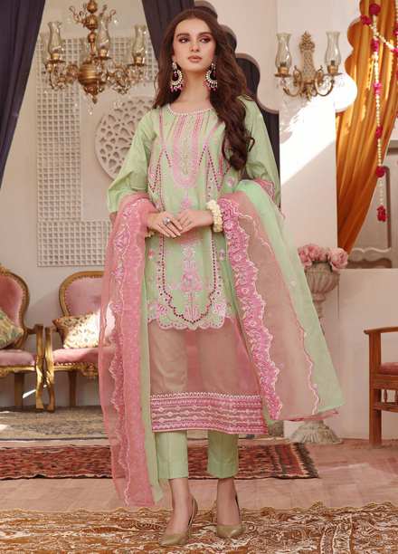 Daud Abbas Embroidered Lawn Suits Unstitched 3 Piece DA22BBE LEC-1001 Nazm - Luxury Festive Collection