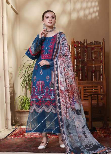 Daud Abbas Embroidered Lawn Suits Unstitched 3 Piece DA22BBE LEC-1002 Afsaneh - Luxury Festive Collection