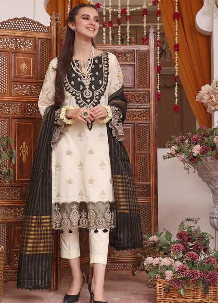 Daud Abbas Embroidered Lawn Suits Unstitched 3 Piece DA22BBE LEC-1004 Nazli - Luxury Festive Collection